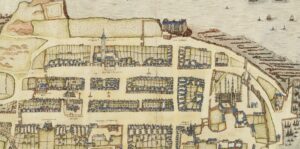 Map of St Andrews in the early 1580s, probably drawn by John Geddy (or Geddes)